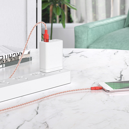 USB Кабель Micro, HOCO, X99, 1м, силиконовый, красный