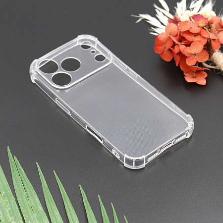 Чехол силиконовый для iPhone 17 Pro Max, усиленные края, с защитой камеры, X-CASE, прозрачный