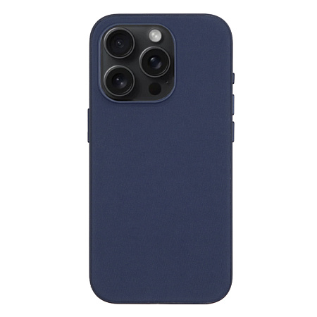 Чехол-накладка для iPhone 15 Pro, тканевый, магнитный (MagSafe), без лого, X-CASE, темно-синий