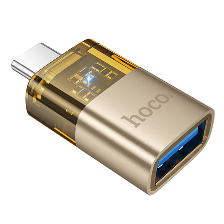Переходник OTG Type-C, Type-C (папа) на USB (мама), UA36B, HOCO, золотистый