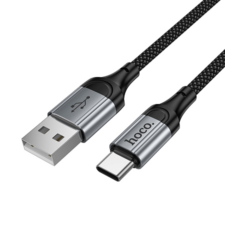 Usb кабель Type-C, HOCO, X121, витой, 1.5м, ток до 3A, черный