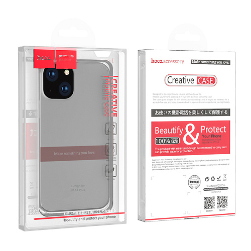 Чехол силиконовый для iPhone 14 Plus, Light series TPU, HOCO, черный