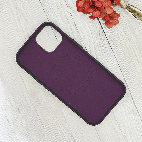 Чехол-накладка для iPhone 15, тканевый, магнитный (MagSafe), без лого, X-CASE, винный