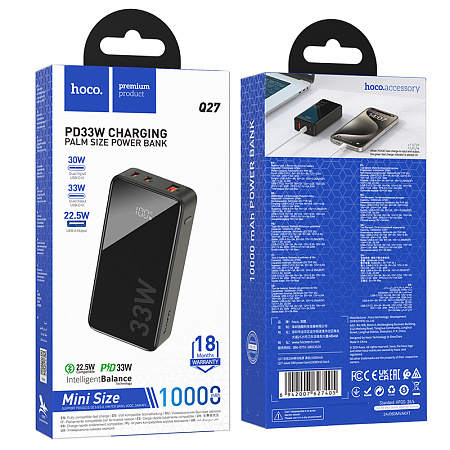  .  10000mAh, Q27, HOCO, 1 USB-A 22.5W, 2 PD 33W, 