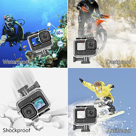 Чехол для GoPro HERO13/12/11/10/9, для дайвинга 60 м погружение, вакуумный, PULUZ