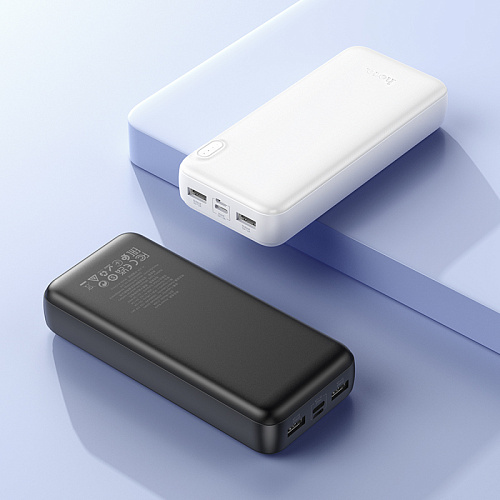 Универсальный Доп. Аккумулятор 20000mAh, J128A, HOCO, выход: 2 USB (5V/2A), белый