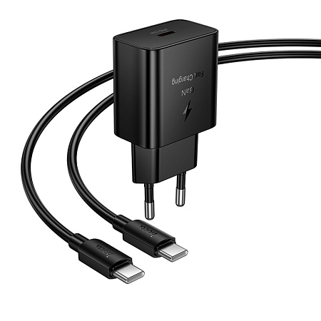 Сетевое зарядное устройство, 1 PD 25W (N76), HOCO, Type-C to Type-C, черный
