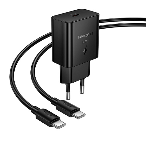 Сетевое зарядное устройство, 1 PD 25W (N76), HOCO, Type-C to Type-C, черный