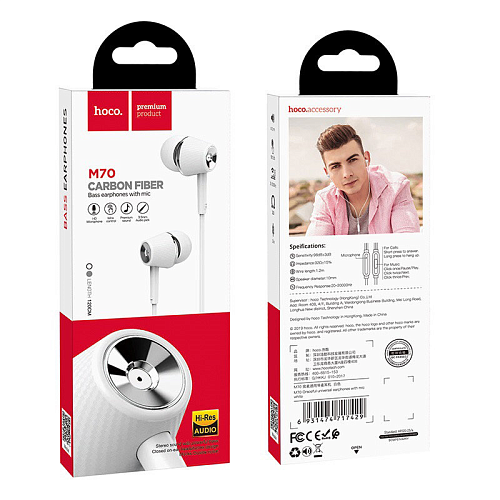   M70 Graceful universal earphones with mic,hoco, 