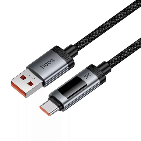USB Кабель Type-C, HOCO, U148, 1.2м, 100W с дисплеем, черный