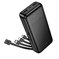 Универсальный Доп. Аккумулятор 20000mAh, J163A, HOCO, выход: 2 USB, 1 PD (20W), кабель: Type-C, Lightning, Micro, черный