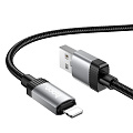 USB дата кабель Lightning, HOCO, X117, 1 метр, цвет черный, ток до 2.4А