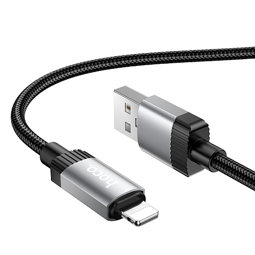 USB дата кабель Lightning, HOCO, X117, 1 метр, цвет черный, ток до 2.4А