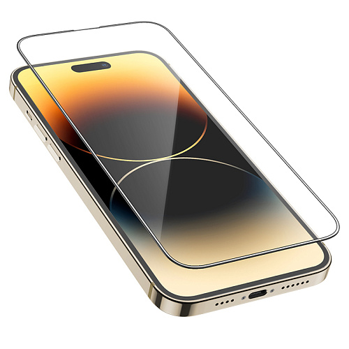 Защитное стекло для iPhone 14 Pro, G12, HOCO, Full screen HD 5D large arc tempered glass, черное