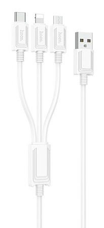 USB дата кабель Lightning+Micro+Type-C, X74, HOCO, белый