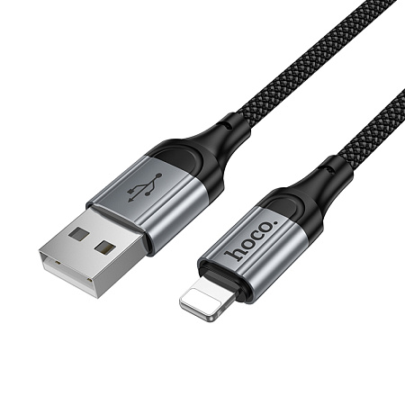USB дата кабель Lightning, HOCO, X121, витой, длина 1.5м, черный