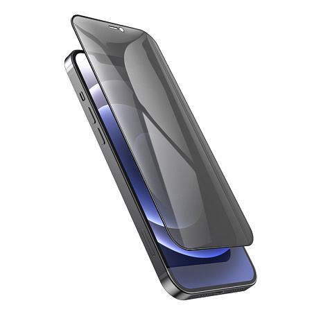 Защитное стекло на iPhone 12 (6.1)/12 Pro (6.1) A34 Plus, HOCO, Антишпионское стекло, черное