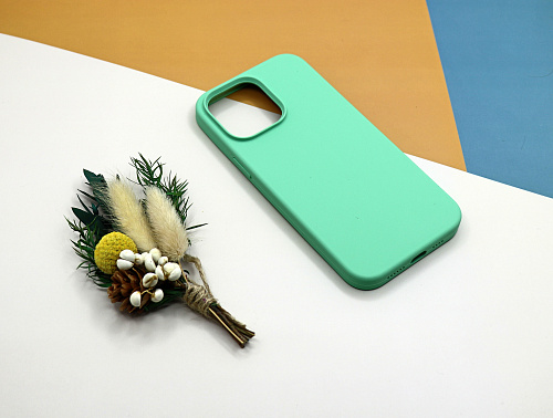 Чехол-накладка для iPhone 14 Pro Max, Silicon Case, без лого, мятный