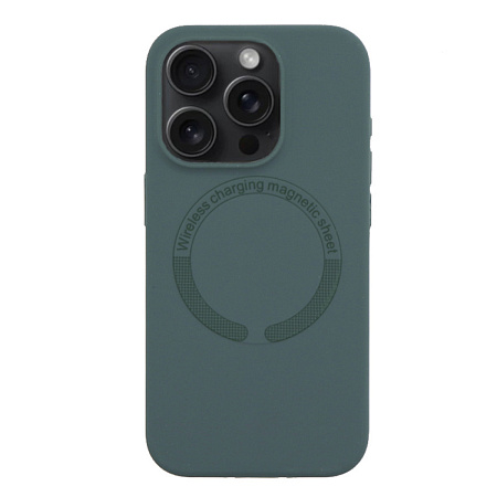 Чехол-накладка для iPhone 15 Pro, Silicon Case, магнитный (MagSafe), без лого, X-CASE, зеленый лес