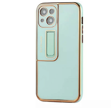 Чехол силиконовый для iPhone 13 (6.1), глянцевый с подставкой, X-CASE, бирюзовый