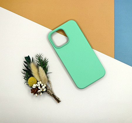 Чехол-накладка для iPhone 14 Pro Max, Silicon Case, без лого, мятный