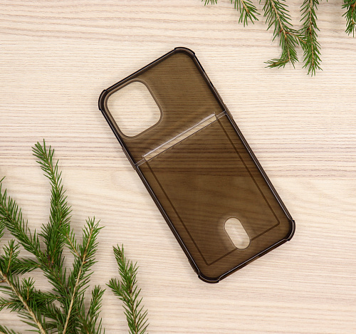 Чехол силиконовый для iPhone 12 (6.1)/12 PRO (6.1), с карманом для карты, X-CASE, затемненный