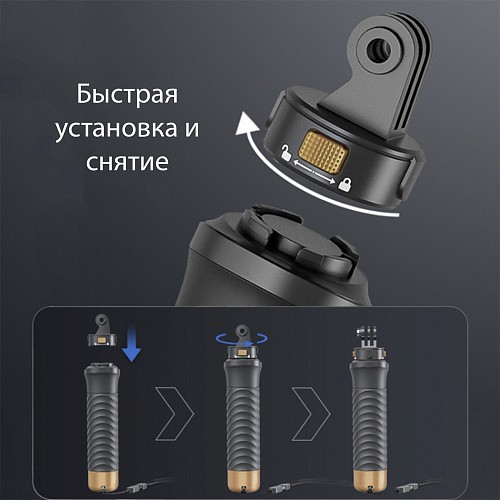 Монопод-поплавок быстросъемный магнитный для GoPro, HERO10/9/8/7/6/5 и аналогичных экшн камер, телефонов, PULUZ, черный