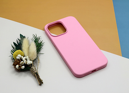 Чехол-накладка для iPhone 14 Pro Max, Silicon Case, без лого, бледно-розовый