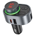 Bluetooth FM модулятор, E72, HOCO, 1 PD 30W+1 USB 3.1A+1 USB 5V/0,5A (для USB накопителя), серый