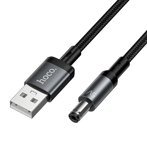 Кабель USB-A на круглое отверстие 5.5 * 2.5/5.5 * 2.1, 5V, X129, HOCO, заряжать настольные лампы, бритвы и т.д., черный