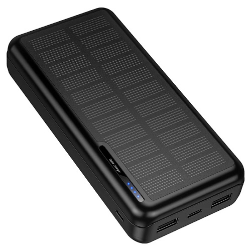 Универсальный Доп. Аккумулятор 20000mAh, J176A, HOCO, выход: 2 USB (2A), с солнечной батареей, черный