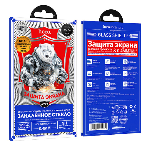 Защитное стекло для iPhone 14 Pro, A777, HOCO, HD, рамка черная