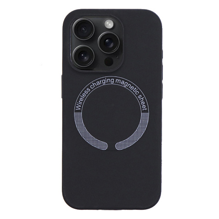 Чехол-накладка для iPhone 15 Pro Max, Silicon Case, магнитный (MagSafe), без лого, X-CASE, черный