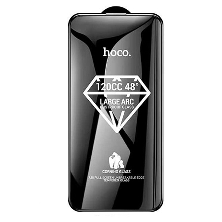 Защитное стекло для iPhone 15 Plus/16 Plus, A35, HOCO, Corning original screen large arc edge tempered glass, черное