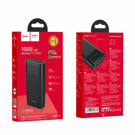  .  10000mAh, J61, PD 18W+QC3.0, Hoco, 