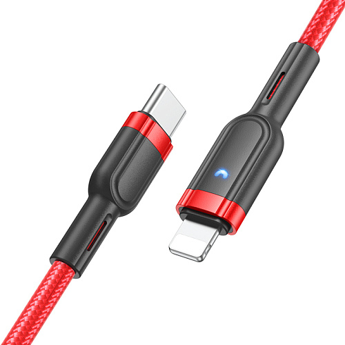 Кабель Lightning to Type-C (PD), HOCO, U117, 1.2м, красный