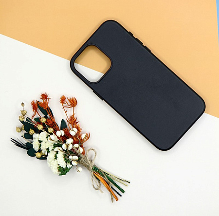 Чехол-накладка для iPhone 15 Pro Max, экокожа, магнитный (MagSafe), без лого, X-CASE, черный