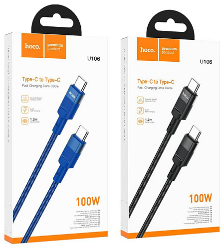 USB дата кабель 2 в 1, USB-A to Type-C или Type-C to Type-C, U106, HOCO, черный