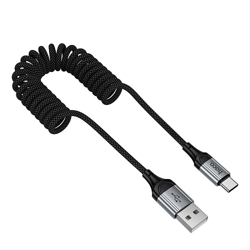 Usb кабель Type-C, HOCO, X121, витой, 1.5м, ток до 3A, черный
