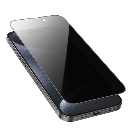 Защитное стекло для iPhone 16 Pro, G18 Plus, HOCO, Shield full screen anti-spy tempered glass, черное