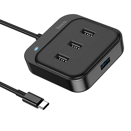 USB Хаб (HB31) с 1 Type-C на 1 USB 3.0+3 USB 2.0, L=0.2M, HOCO, черный