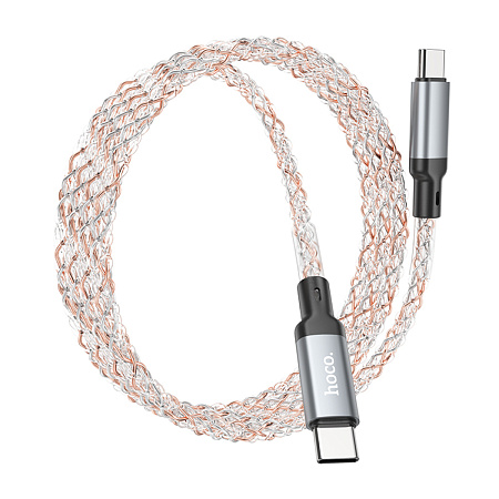 Кабель Type-C на Type-C, HOCO, U112, 60W, 1м, светящийся, серый