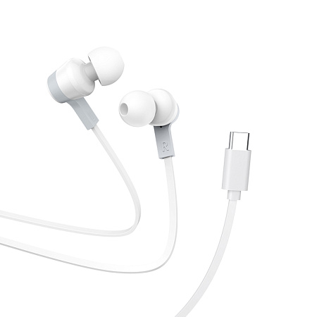 Проводные наушники M86, Type-C, Ocean universal digital earphones, HOCO, вакуумные с микрофоном, белый