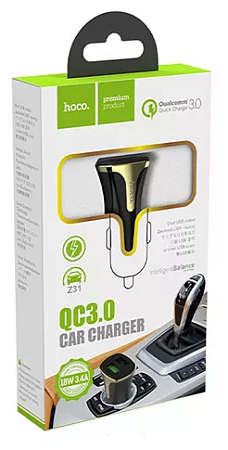 Автомобильное зарядное устройство, 2 USB 3.4A 18W QC3.0 (Z31), черный