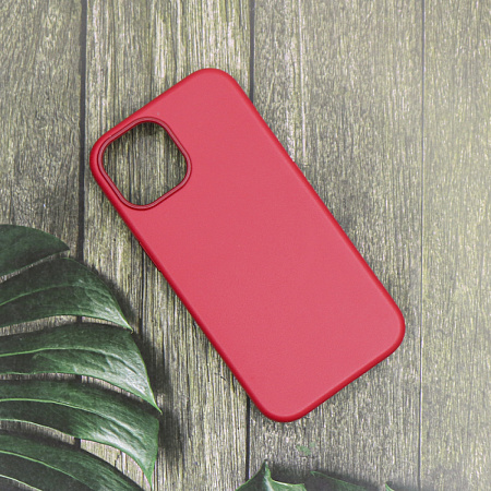 Чехол-накладка для iPhone 15, экокожа, магнитный (MagSafe), без лого, X-CASE, красный