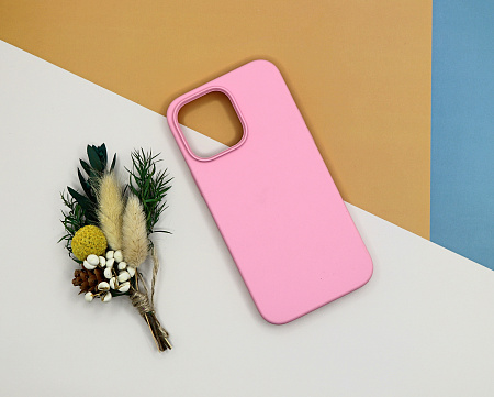 Чехол-накладка для iPhone 14 Pro Max, Silicon Case, без лого, бледно-розовый