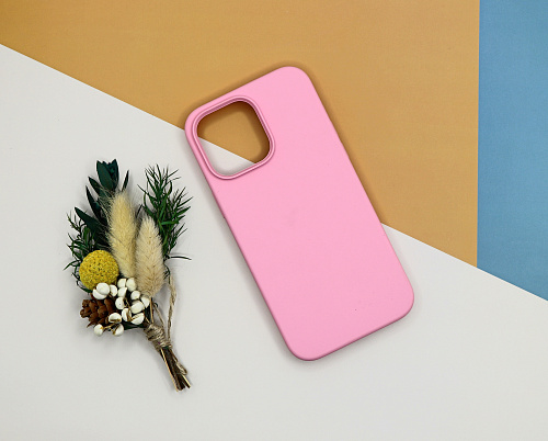 Чехол-накладка для iPhone 14 Pro Max, Silicon Case, без лого, бледно-розовый