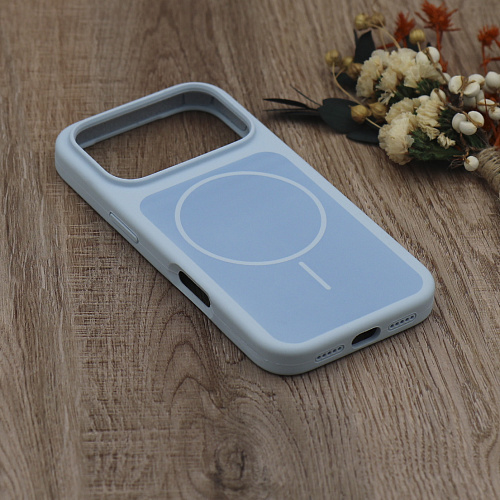 Чехол-накладка для iPhone 17 Pro, Silicon Case, магнитный (MagSafe), с дизайном, без лого, X-CASE, светло-голубой