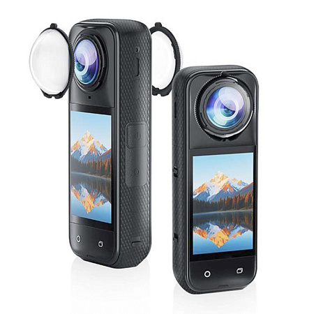 Защитное стекло для объективов экшн камеры Insta360 X5 (2 штуки), на штатные крепления, PULUZ