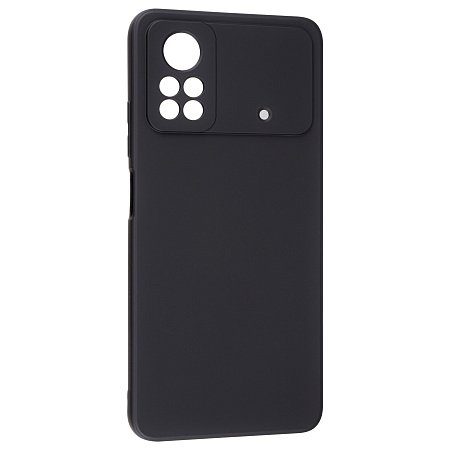 Чехол силиконовый для Xiaomi Poco X4 Pro (5G), с микрофиброй внутри, с защитой камеры, X-CASE, черный